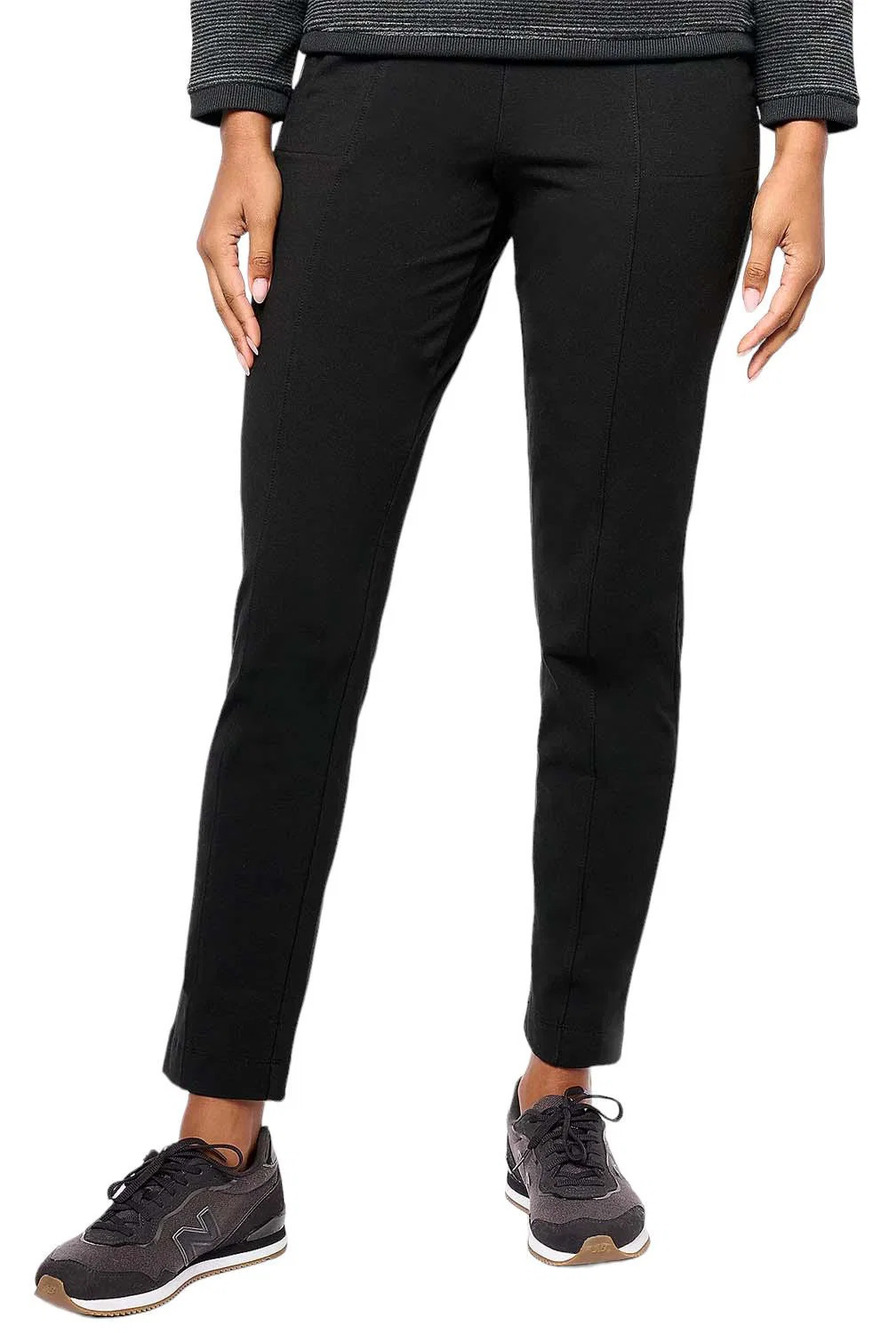 Denim & Co. Women's Duo Stretch Any Day Slim Straight Pant Black - Petites